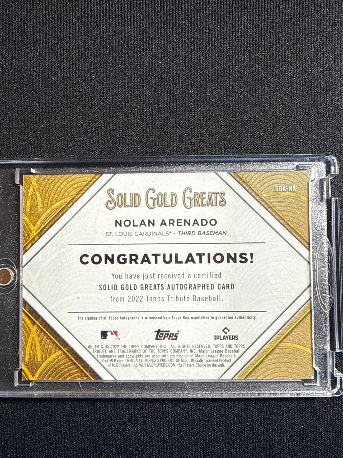 2022 Topps Solid Gold Greats Nolan Arenado Autograph 39/100 #GGA-NA