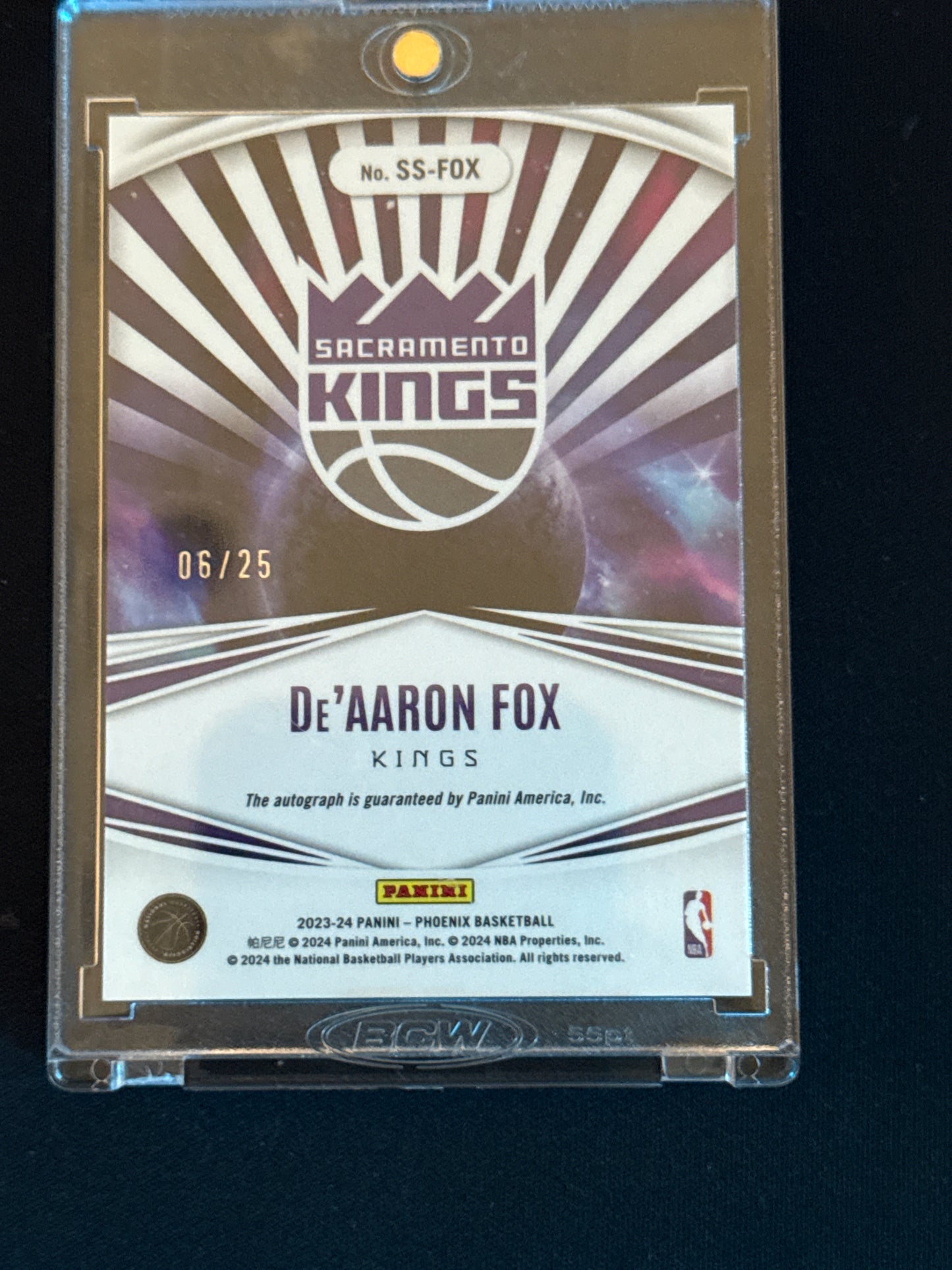 2023-24 Panini Stellar De'Aaron Fox Rookie Autograph 06/25 #SS-FOX