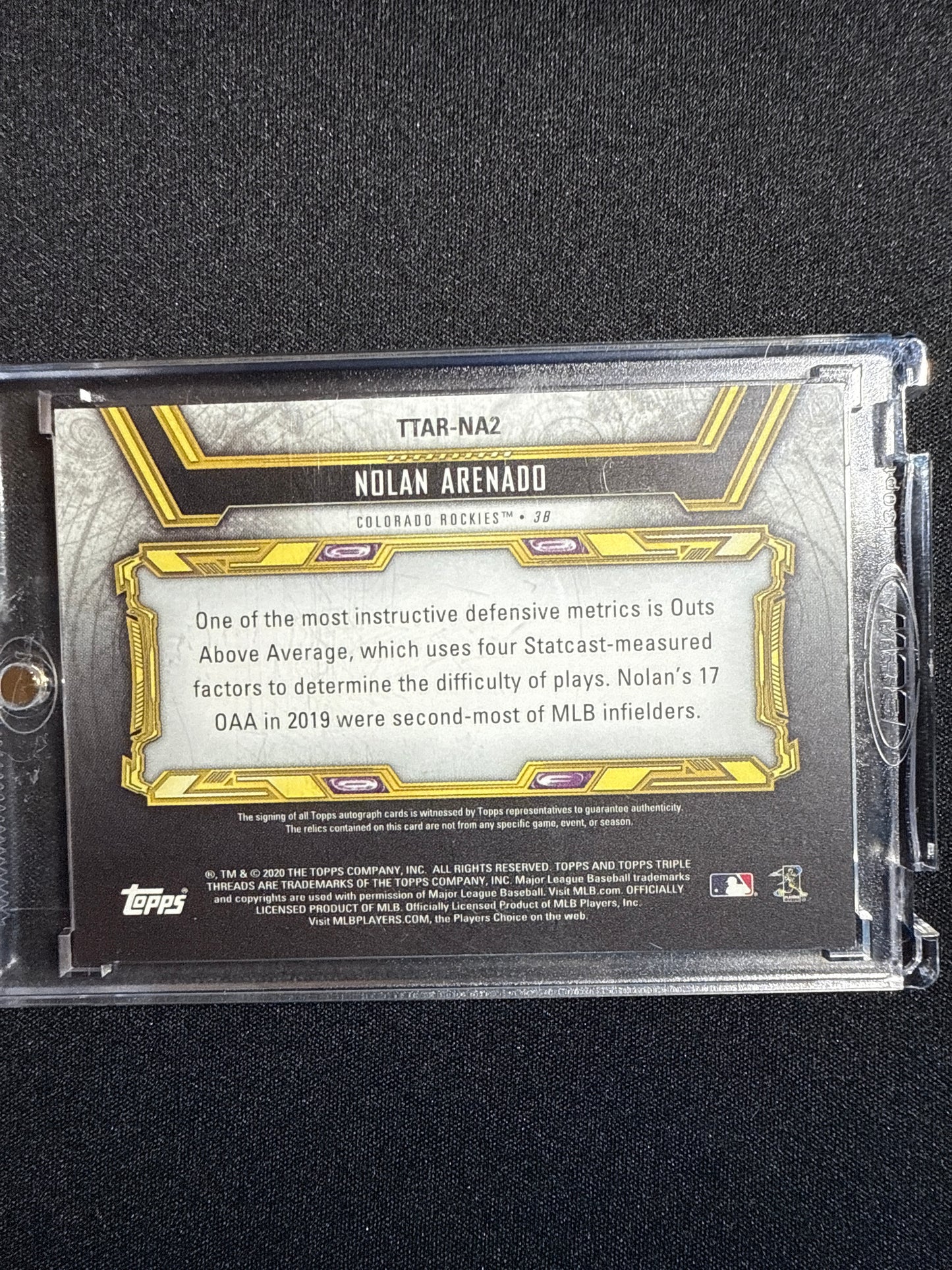 2020 Topps Nolan Arenado Game Used Material Autograph 6/8 #TTAR-NA2