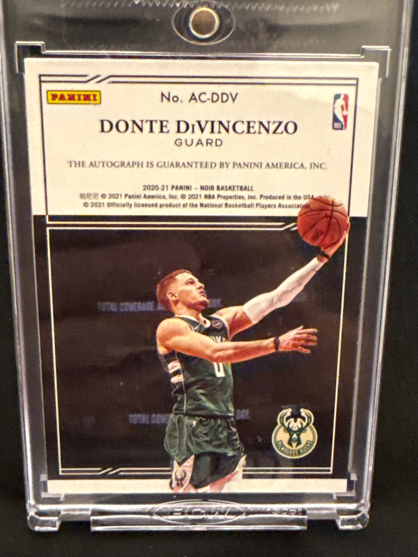 2021 Panini Auto NOIR Donte DiVincenzo 74/99 #AC-DDV Bucks