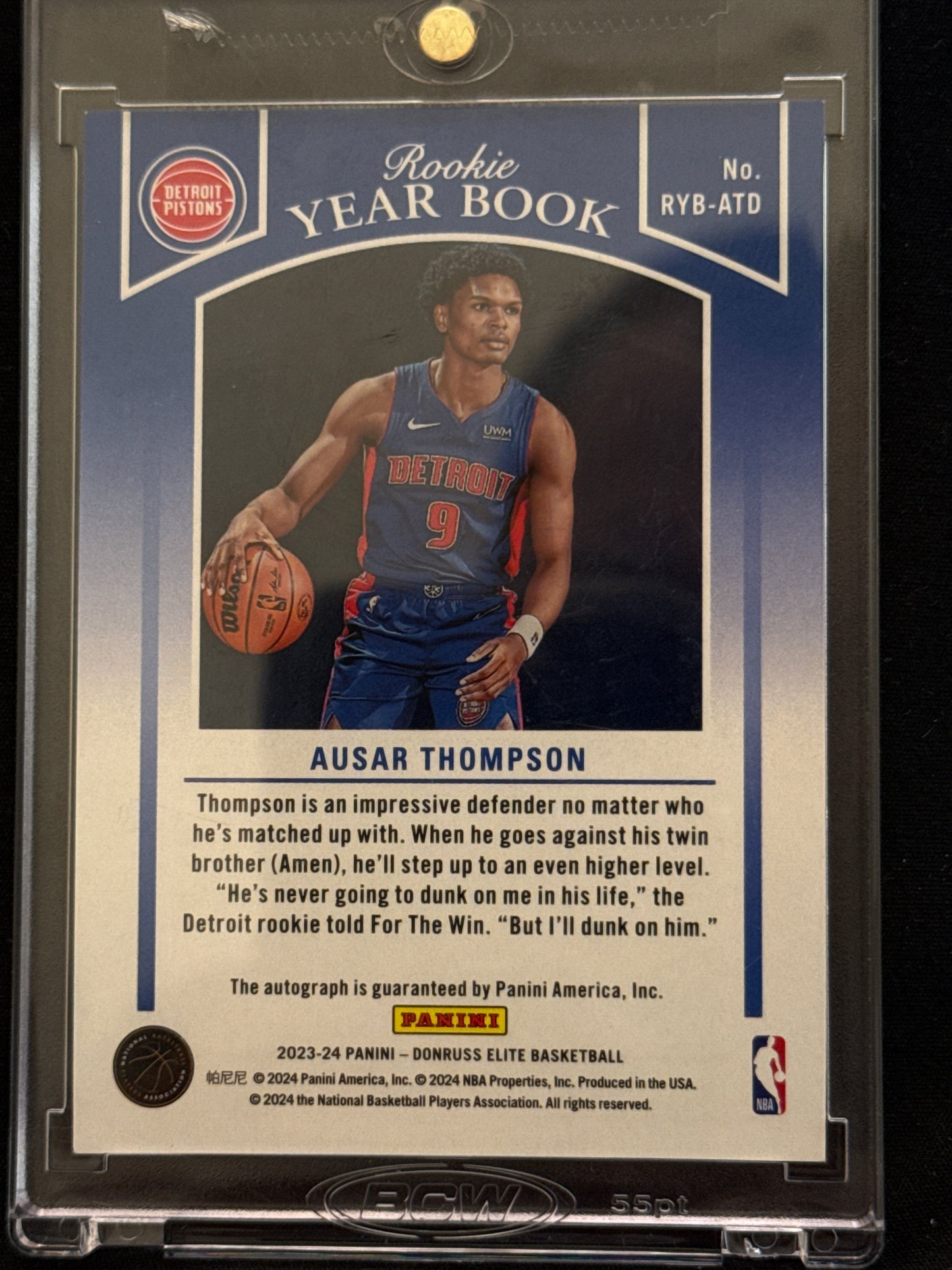 2023-24 Panini Rookie Year Book Augar Thompson Auto Blue #RYB-ATD