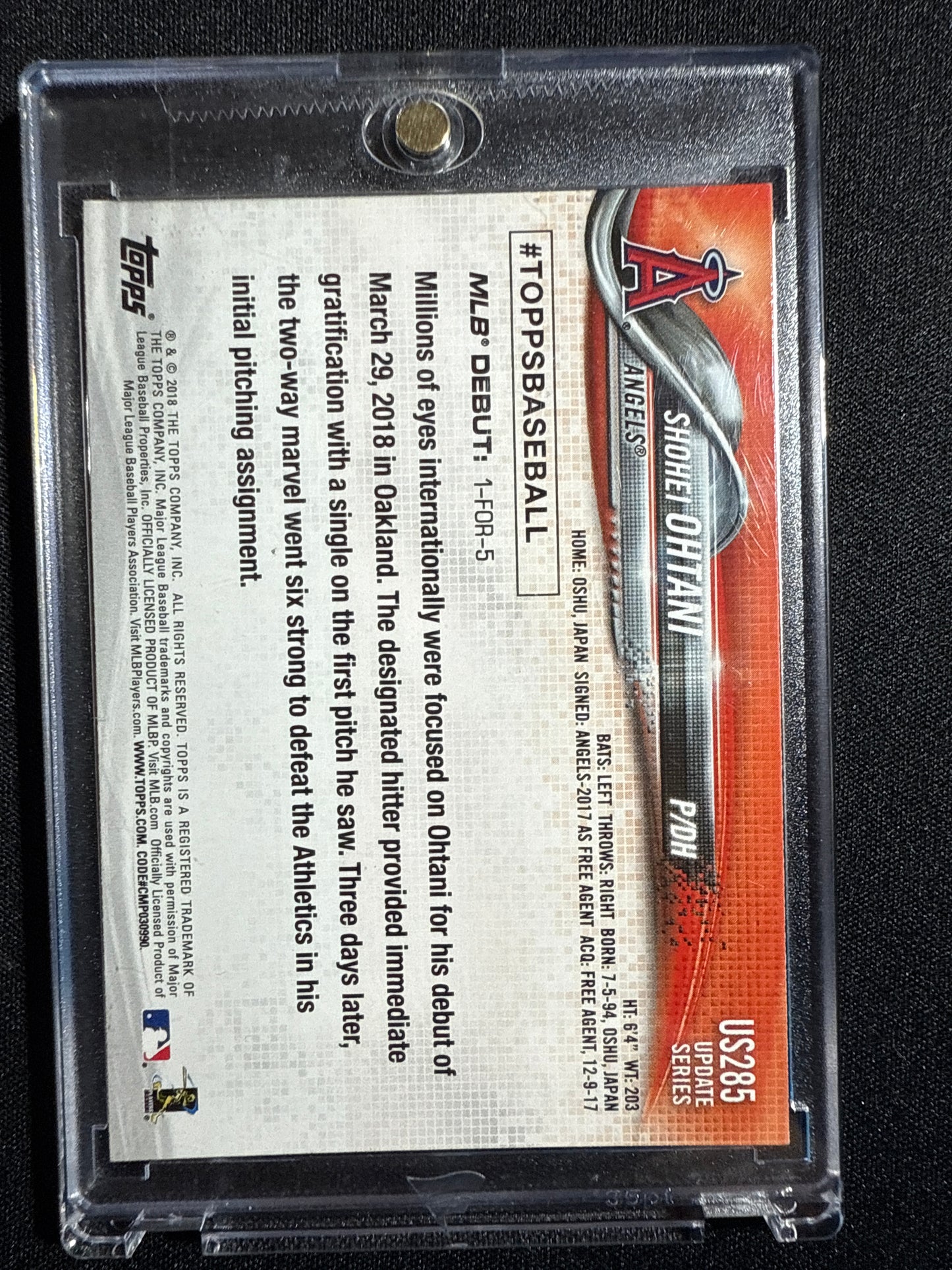 2018 Topps Shohei Ohtani Rookie Debut #US285