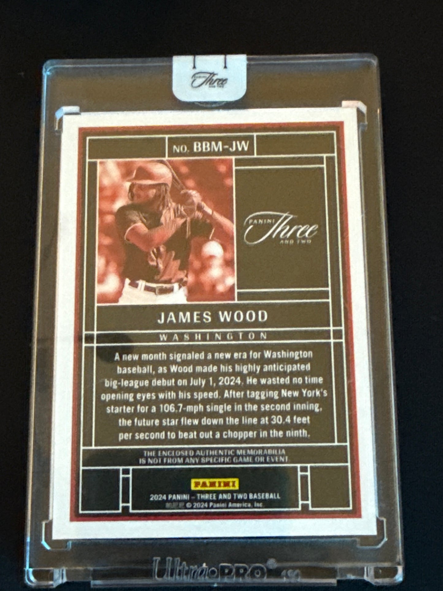 2024 Panini Three & Two James Wood Rookie Patch #BBM-JW