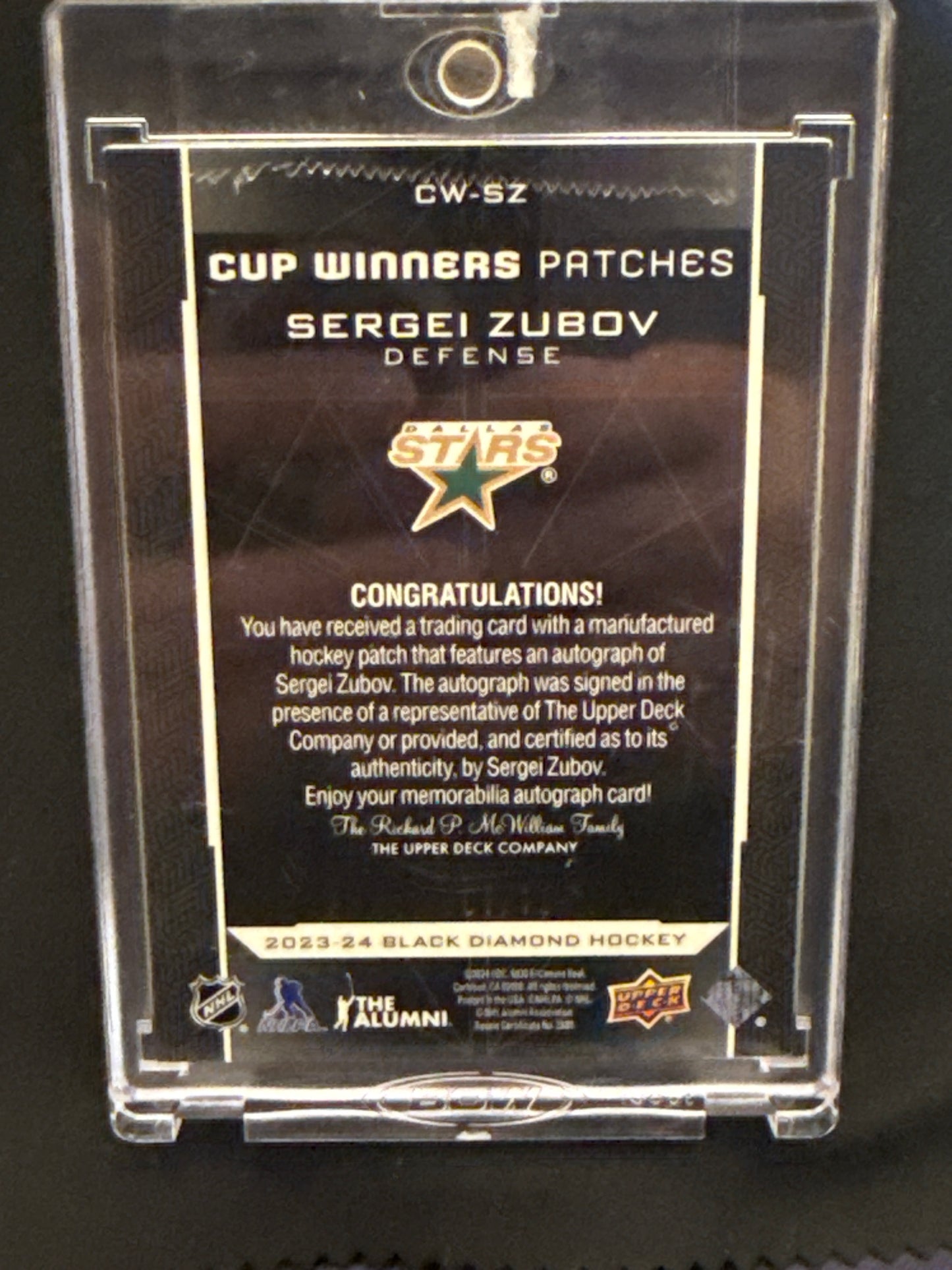 2023-24 Black Diamond Hockey Sergei Zubov 01/10 #CW-SZ