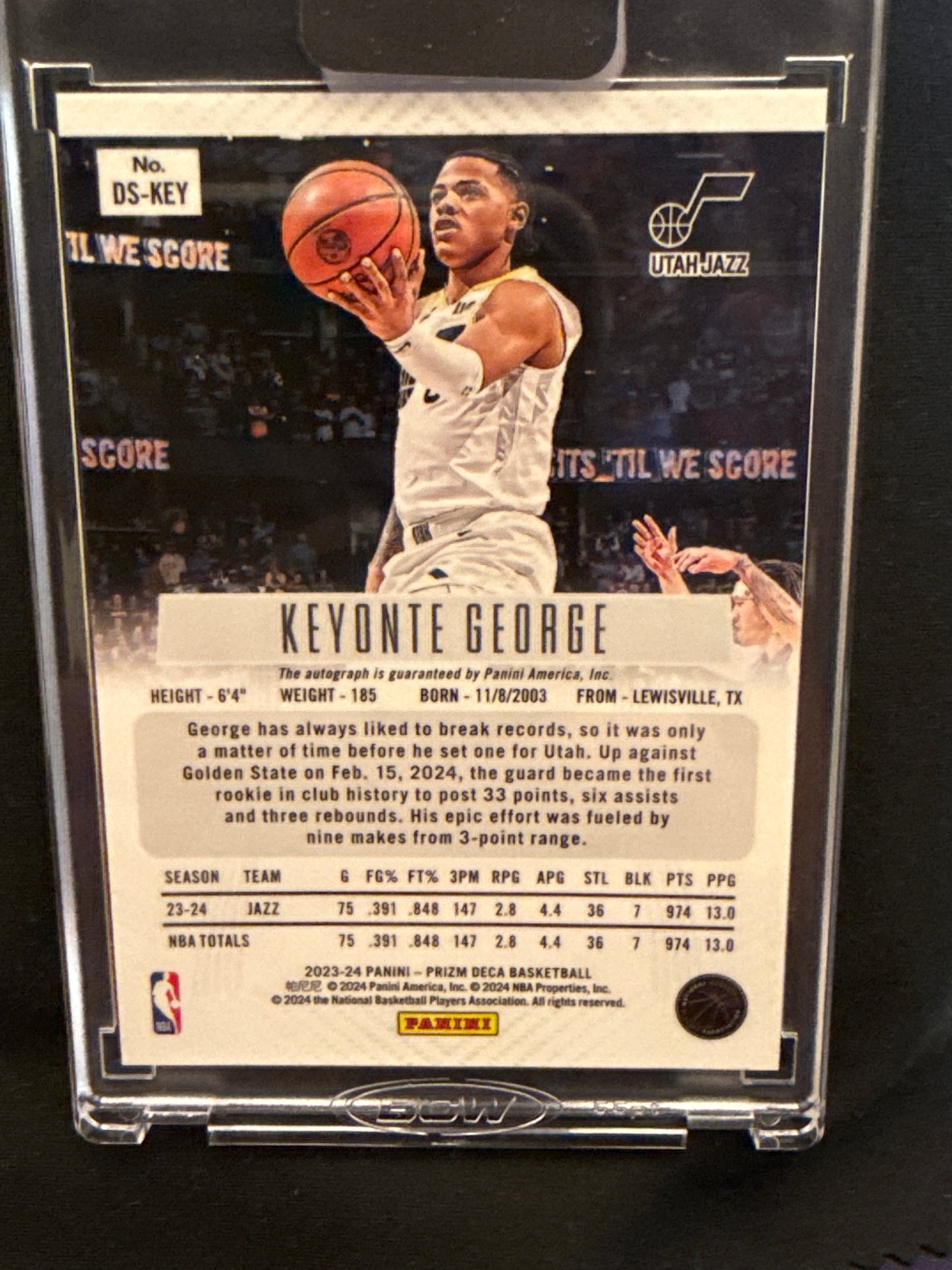 2023-24 Panini Prizm Deca Keyonte George Auto Rookie RC Utah Jazz #DS-KEY
