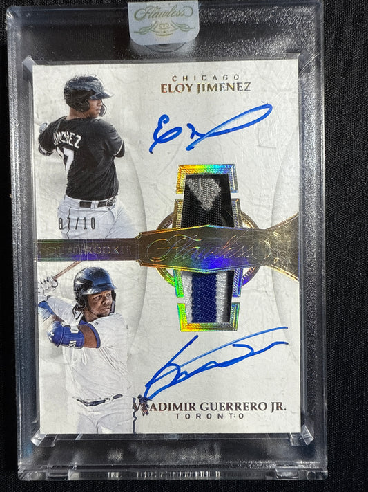 2019 Flawless Guerrero Jr. & Eloy Jimenez Gold Dual Jersey RPA 07/10 #DRP-EV